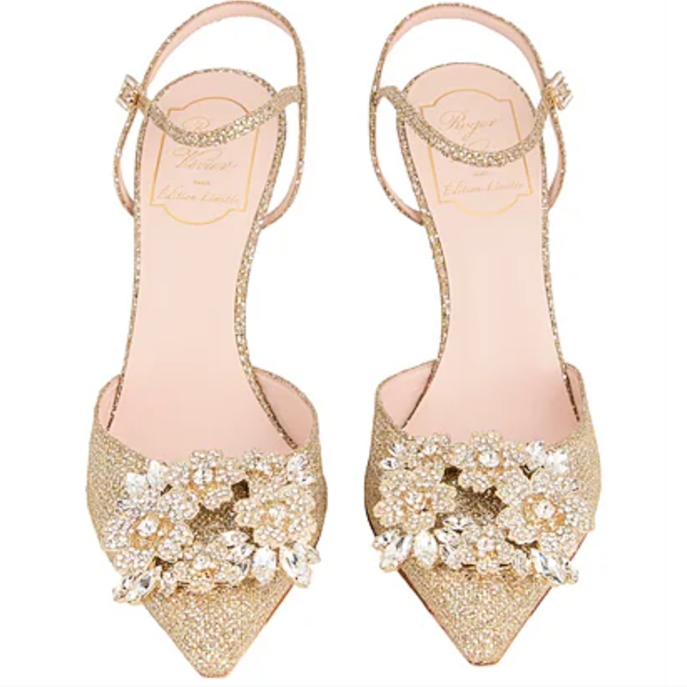 NIB✨ Roger Viver Paris Gold Crystal Strass Pumps 38.5 IT